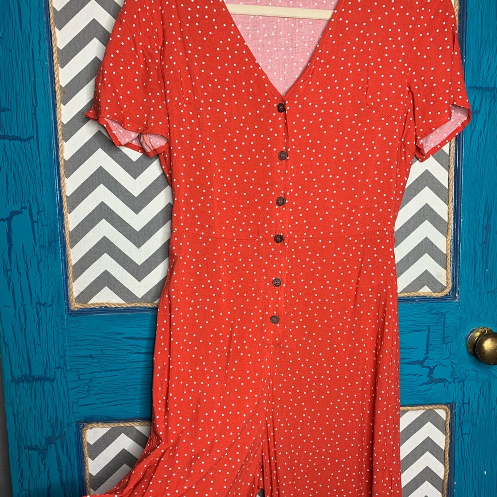 One loves babe jumper. Rust polka dots